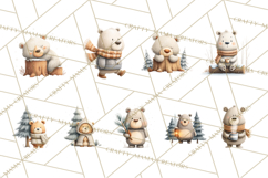 Cozy Winter Animals Clipart PNG, Neutral Woodland Critters Product Image 9