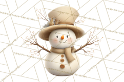 Hygge Winter Snowman PNG Cozy Neutral Christmas Clipart Product Image 2