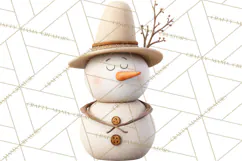 Hygge Winter Snowman PNG Cozy Neutral Christmas Clipart Product Image 4