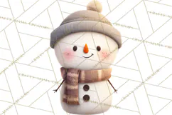Hygge Winter Snowman PNG Cozy Neutral Christmas Clipart Product Image 4