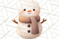 Hygge Winter Snowman PNG Cozy Neutral Christmas Clipart Product Image 5