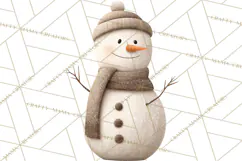 Hygge Winter Snowman PNG Cozy Neutral Christmas Clipart Product Image 5