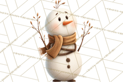Hygge Winter Snowman PNG Cozy Neutral Christmas Clipart Product Image 4