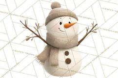 Hygge Winter Snowman PNG Cozy Neutral Christmas Clipart Product Image 3