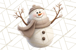 Hygge Winter Snowman PNG Cozy Neutral Christmas Clipart Product Image 4