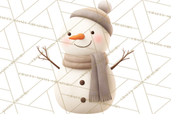 Hygge Winter Snowman PNG Cozy Neutral Christmas Clipart Product Image 5