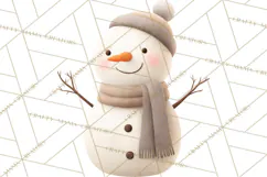 Hygge Winter Snowman PNG Cozy Neutral Christmas Clipart Product Image 5