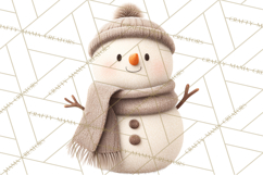 Hygge Winter Snowman PNG Cozy Neutral Christmas Clipart Product Image 2