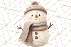 Hygge Winter Snowman PNG Cozy Neutral Christmas Clipart Product Image 2