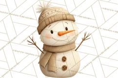 Hygge Winter Snowman PNG Cozy Neutral Christmas Clipart Product Image 4