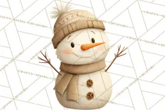 Hygge Winter Snowman PNG Cozy Neutral Christmas Clipart Product Image 4