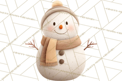 Hygge Winter Snowman PNG Cozy Neutral Christmas Clipart Product Image 5