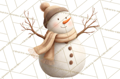 Hygge Winter Snowman PNG Cozy Neutral Christmas Clipart Product Image 2