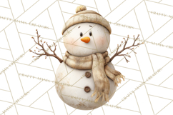 Hygge Winter Snowman PNG Cozy Neutral Christmas Clipart Product Image 3