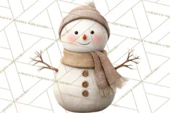 Hygge Winter Snowman PNG Cozy Neutral Christmas Clipart Product Image 4