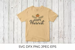 Happy Harvest with Pumpkin SVG. Autumn Quote Cut File Product Image 2