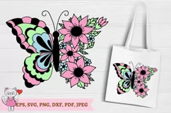 Floral Butterfly svg, Flowers svg Product Image 5