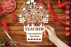 Papercut Thank You Teacher Flower Pot | Sunflowers | SVG Product Image 1