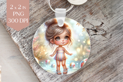 Cute Summer Girl in Rainbow Swimsuit PNG Product Image 1