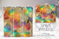 Gold colorful leaves patterns tumbler 20oz wrap designs png Product Image 1