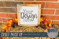 Square fall leaves wood sign Craft mock up |High Res JPEG Product Image 1