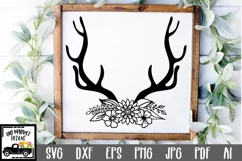 Antlers SVG File - Antlers with Flowers SVG Cut File Product Image 1