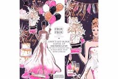 Pink Birthday Girl Party Presents Cake Champagne Clip Art Product Image 1