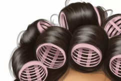 Brunette Woman With Curlers |Png File Coffee Product Image 2