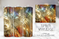 Gold abstract leaves patterns tumbler 20oz wrap designs png Product Image 1
