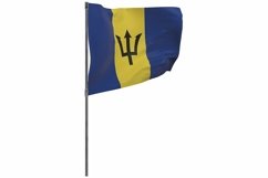 Barbados flag on pole. Waving banner isolated. Product Image 1