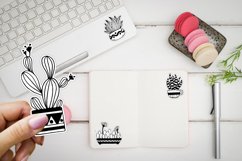 Doodle sketches stickers cacti, succulents in pots. Product Image 2