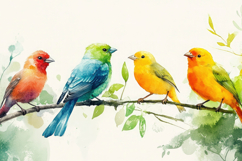 Watercolor Colorful Birds Background Wallpaper Product Image 1