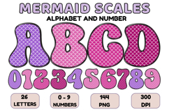 Mermaid Scales Alphabet Letters &amp; Numbers Clipart PNG 300DPI Product Image 1