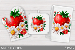 Flowers Oven Mitt Design. Strawberry Square Pot Holder Product Image 1