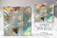 Gold abstract leaves patterns tumbler 20oz wrap designs png Product Image 1
