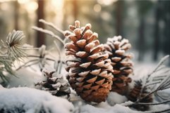 Winter pine cones with snowflakes Product Image 1