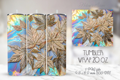 Gold abstract leaves patterns tumbler 20oz wrap designs png Product Image 1