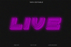 3D Neon LIVE Text Design with Purple Glow Product Image 1