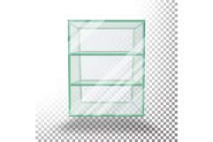 Empty Transparent Glass Box Cube Vector. 3D Realistic Glass Product Image 1