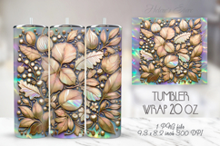 Gold abstract leaves patterns tumbler 20oz wrap designs png Product Image 1