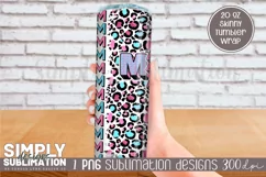 Girl Mom Pink & Blue Leopard Sublimation Tumbler Wrap Png Product Image 3