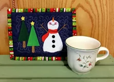 Happy Snowman Mug Rug or Doorknob Hanger Pattern - Machine Embroidery Product Image 4