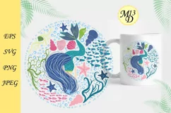 A mermaid with a shock of turquoise hair. Hand drawn Product Image 2