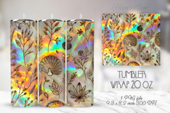 Gold abstract leaves patterns tumbler 20oz wrap designs png Product Image 1