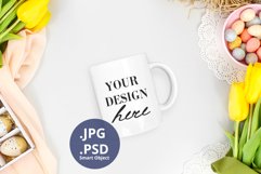 Easter White Coffee Mug mockup, Full wrap mockup PSD & JPG Product Image 1