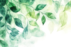 Watercolor Painting of Green Leaves Background Wallpaper Product Image 1