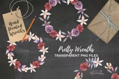 Floral 6 Wreath Purple Watercolor Floral Garlands Flowers Product Image 4