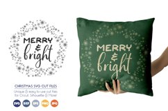 Merry and Bright - Christmas Saying SVG Cut Files Product Image 1