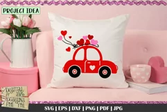 Love Bug Car with Hearts SVG | Valentines Car SVG | Love Car Product Image 4
