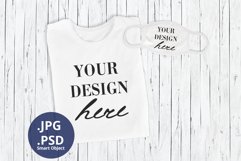 White T-shirt & Face Mask Mockup, Folded T-shirt PSD mockup Product Image 1